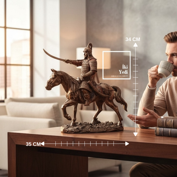 Bozkırın Demir Hükümdarı Bronz Kaplama Cengizhan Heykeli | Tarihi Lider Figürü Veronese Wise Design