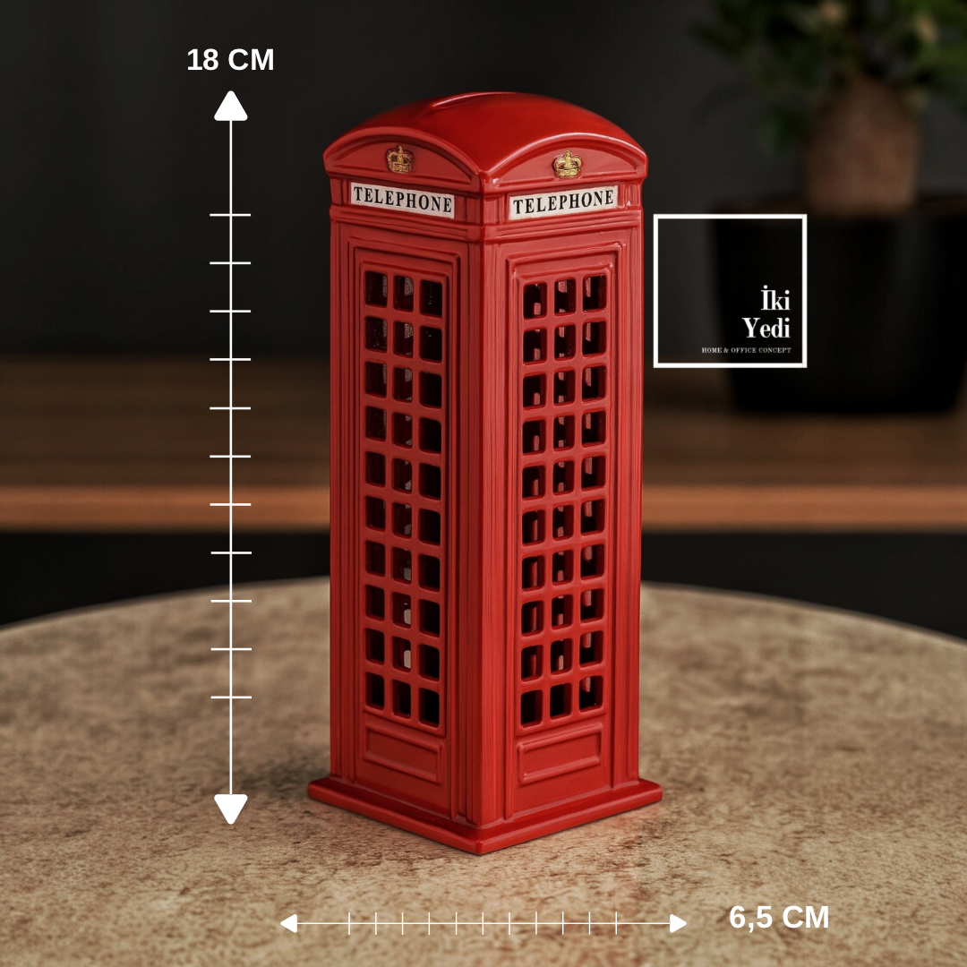 Redmoney Kırmızı İngiliz Telefon Kulübesi Kumbara, Dekoratif Metal Tasarım, 18 cm Retro Obje
