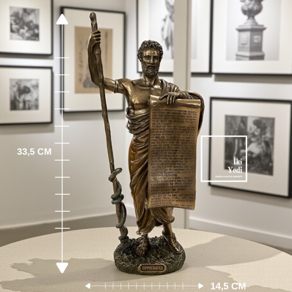Bronz Kaplama Hipokrat Heykeli Tıp Sektörü Mesleki Objeler Dekoratif Figürler Doktora Hediye Ofis