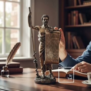 Bronz Kaplama Hipokrat Heykeli Tıp Sektörü Mesleki Objeler Dekoratif Figürler Doktora Hediye Ofis