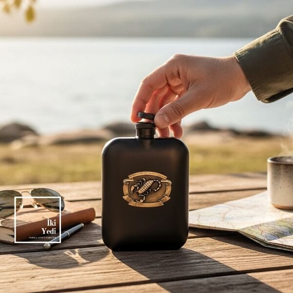 Visayas Gecenin Sessiz Yoldaşı Akrep Figürlü Mat Siyah Dekoratif Matara Paslanmaz Çelik Hediyelik