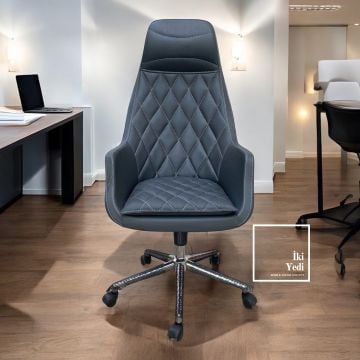 Alonso Gri Deri Yönetici Koltuğu Ergonomik ve Konforlu Ofis Çalışma Koltuğu, Modern Makam Koltuğu