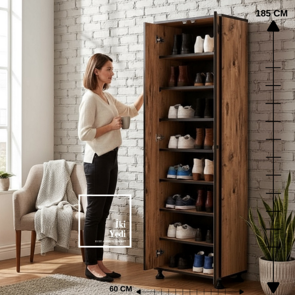 Travis Çok Raflı Ayakkabılık Dolap Geniş Derinlikl Ayakkabı Dolabı Kapaklı Modern Ev Ofis Mobilya