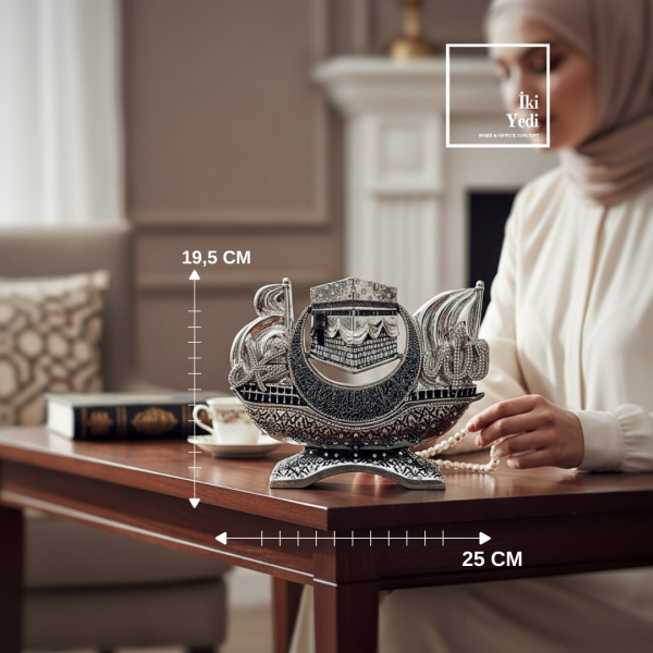 Kabe’nin Nuru Allah (C.C.) ve Hz. Muhammed (S.A.V.) Lafzı Dekoratif Masaüstü İslami Biblo Dini Obje