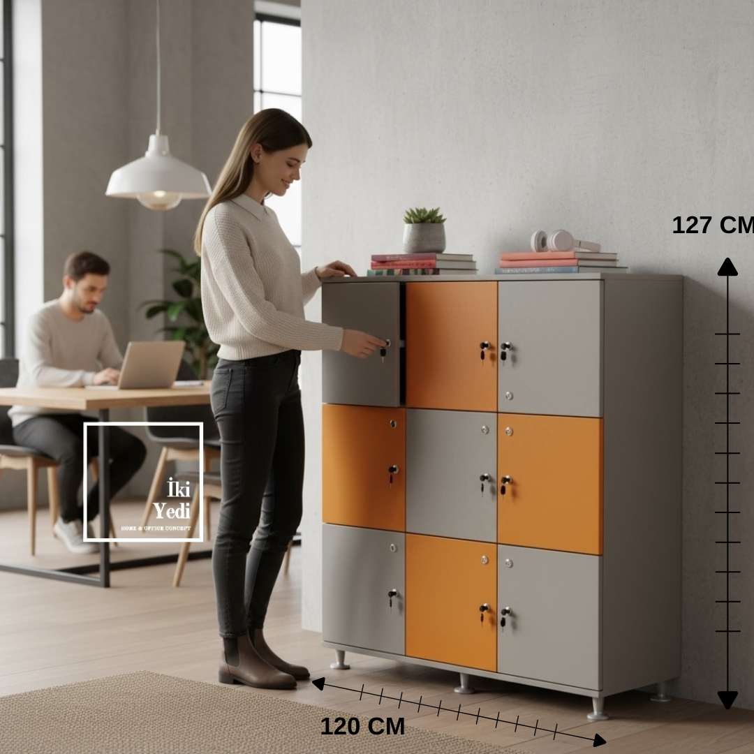 Nexagon-9 Emanet Dolabı 9 Gözlü Kilitli Dolap Ofis, Okul, Spor Salonu, Soyunma Odası Eşya Dolabı