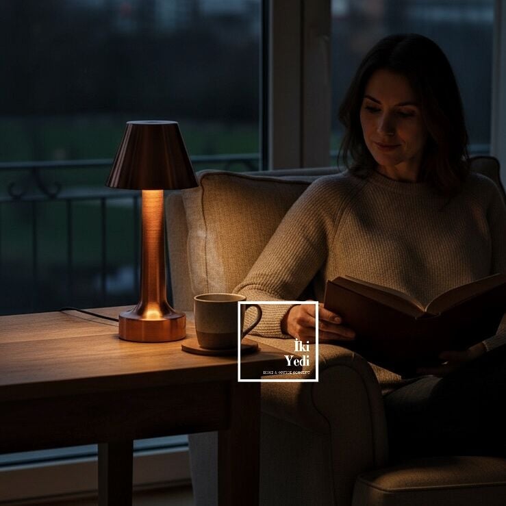 Herbert 774 Bronz Renkli Metal LED Şarjlı Dokunmatik Masa Lambası Modern Gece Lambası Aydınlatma