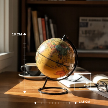 Precio Dekoratif Dünya Küresi, Retro Masa Üstü Küre, Sarı Küre Biblo, Ev Ofis Hediyesi Aksesuarlar