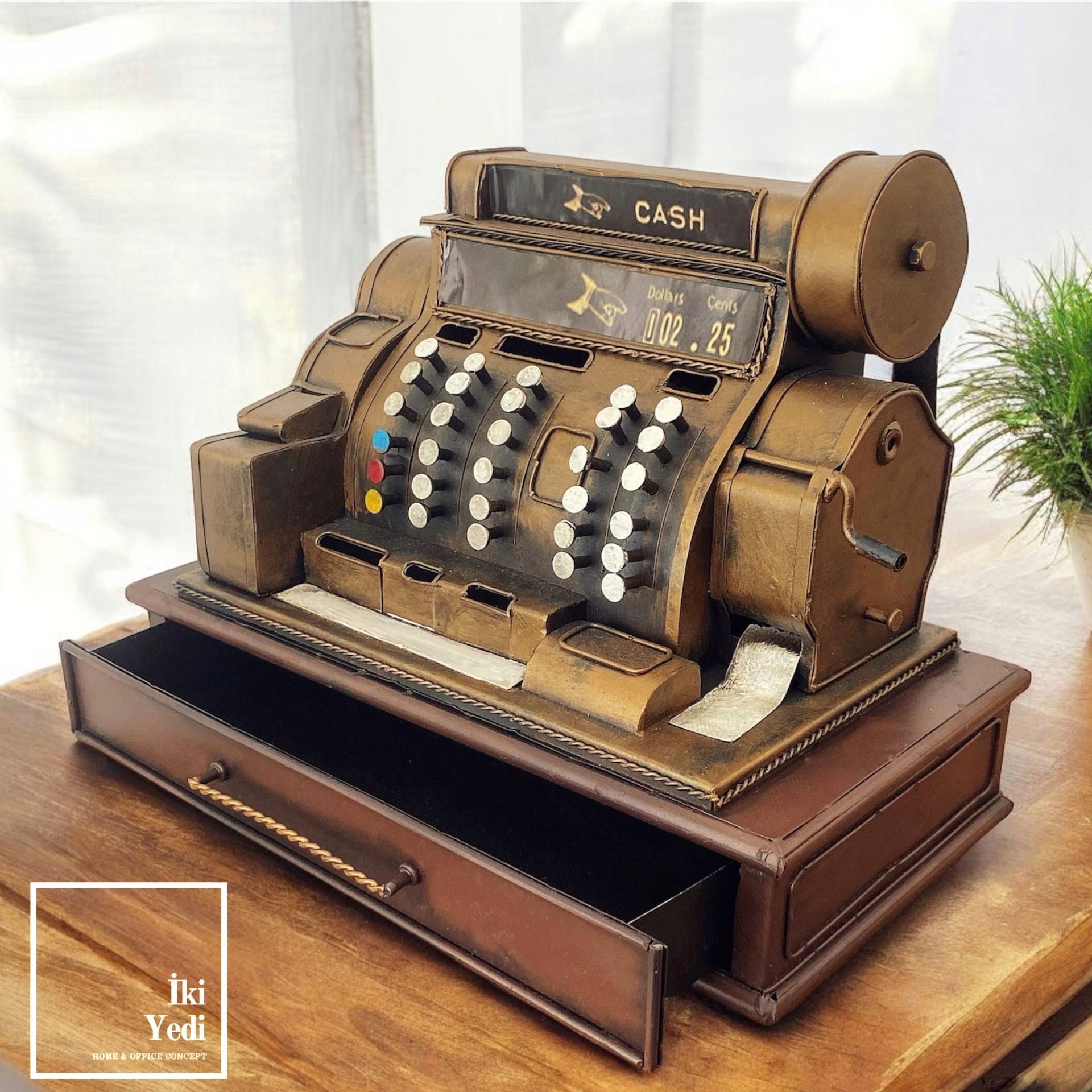 Joseph Eski Para Sayma Makinesi Obje Dekor Figür Nostaljik Retro Vintage Çekmeceli Kumbaralı Metal Aksesuar Antik Tasarım