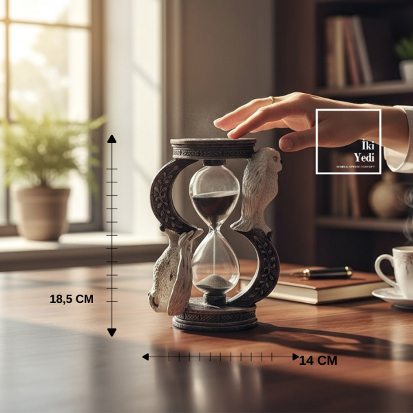 Zaman Bekçisi Baykuşlar Dekoratif Kum Saati Figürü Masaüstü Ofis Ev Dekorasyonu Biblo Hediyelik
