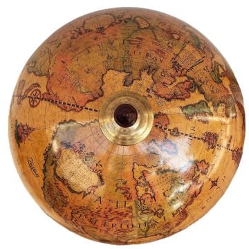 Nettuno Antik Dünya Bar Küresi, Şaraplık İçki Bölmeli Küre, Lüks Dekoratif Masa Üstü Hediye