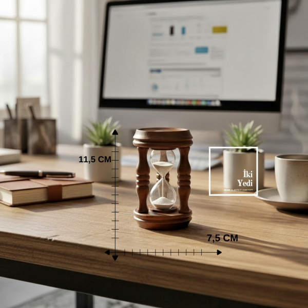 Maarel 772 Ahşap Mini Kum Saati Dekoratif Masaüstü Aksesuar Ofis Çalışma Masası Dekoru Hediyelik