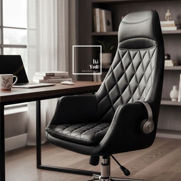 Alonso Sert Otorite Yönetici Koltuğu Suni Deri Ofis Sandalyesi Yüksek Sırtlı Çalışma Makam Koltuğu