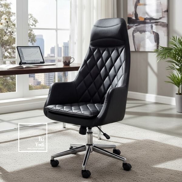Alonso Sert Otorite Yönetici Koltuğu Suni Deri Ofis Sandalyesi Yüksek Sırtlı Çalışma Makam Koltuğu