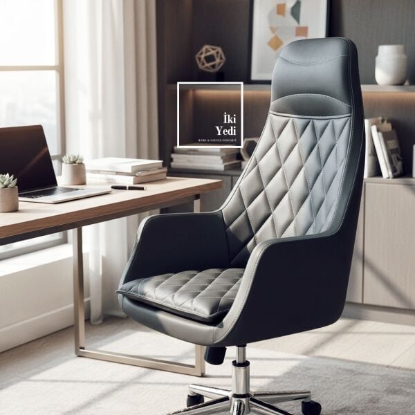 Alonso Sert Otorite Yönetici Koltuğu Antrasit Gri Suni Deri Ofis Sandalyesi Makam Çalışma Koltuğu