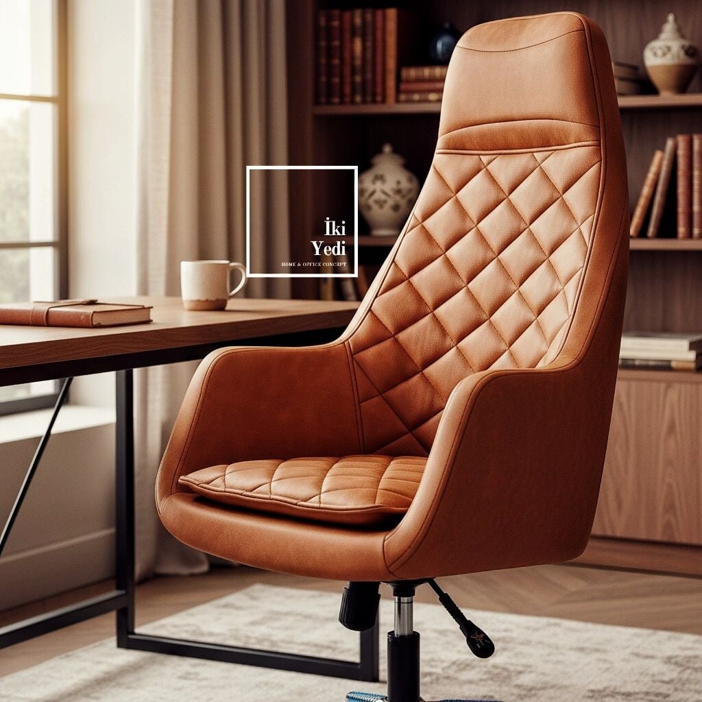 Alonso Sert Otorite Yönetici Koltuğu Kiremit Nubuk Kumaş Döner Ofis Sandalyesi Büro Makam Patron İş