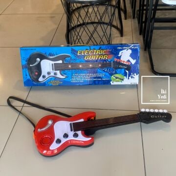 Ledli Kırmızı Gitar Elektronik Oyuncak Müzik Aletleri Eğitici Çocuk Ürünleri Şarkı Çalan Enstrüman
