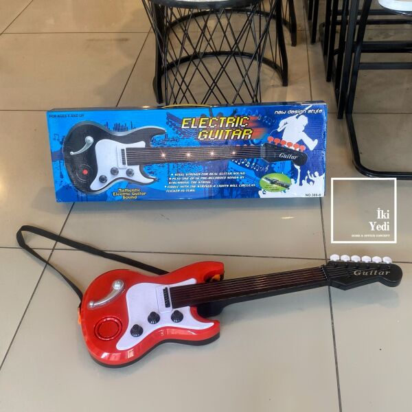 Ledli Kırmızı Gitar Elektronik Oyuncak Müzik Aletleri Eğitici Çocuk Ürünleri Şarkı Çalan Enstrüman