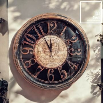 Dhollan 48 cm Duvar Saati Eskitme Bronz Bakır Renk Duvar Dekorasyonu Ev Hediyesi Ofis Hediyelik Eşyalar Dekoratif Objeler