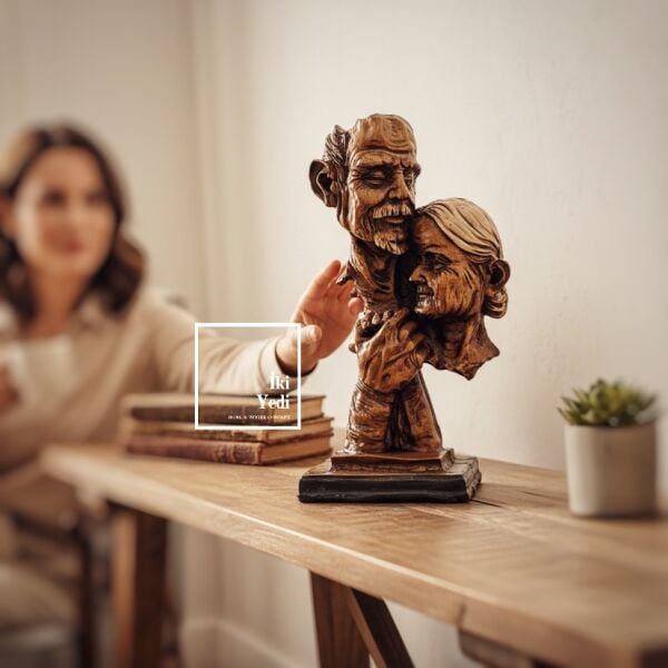 Nimba Ömrün Tanığı Yaşlı Çift Biblo Dekoratif Heykel Ev Ofis Anlamlı Hediye Obje Romantik Figürler