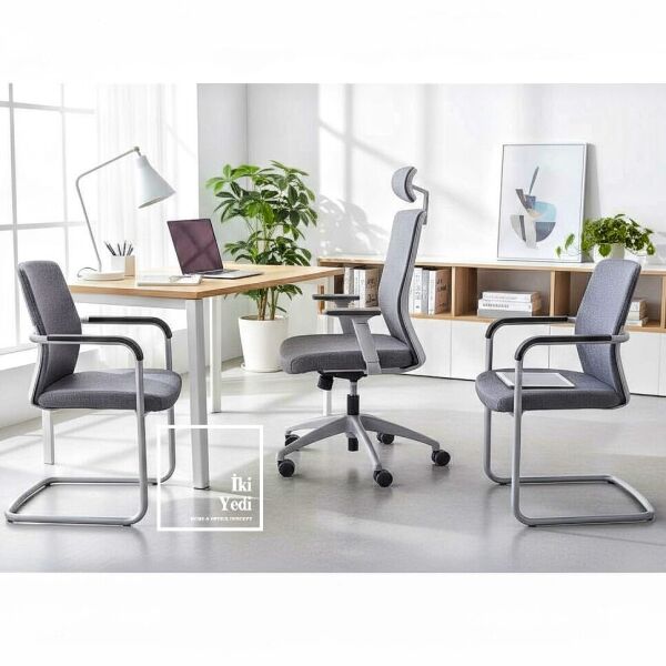 Palermo Yönetici Ofis Takımı 230 cm Metal Ayaklı Modern Ofis Mobilyası Ergonomik Ofis Koltukları