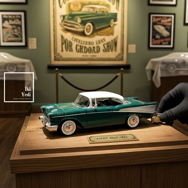 Yeşil Klasik Metal Araba Maketi Klasik Araba Modeli Dekoratif Ofis Masa Objesi Hediyelik Eşyalar