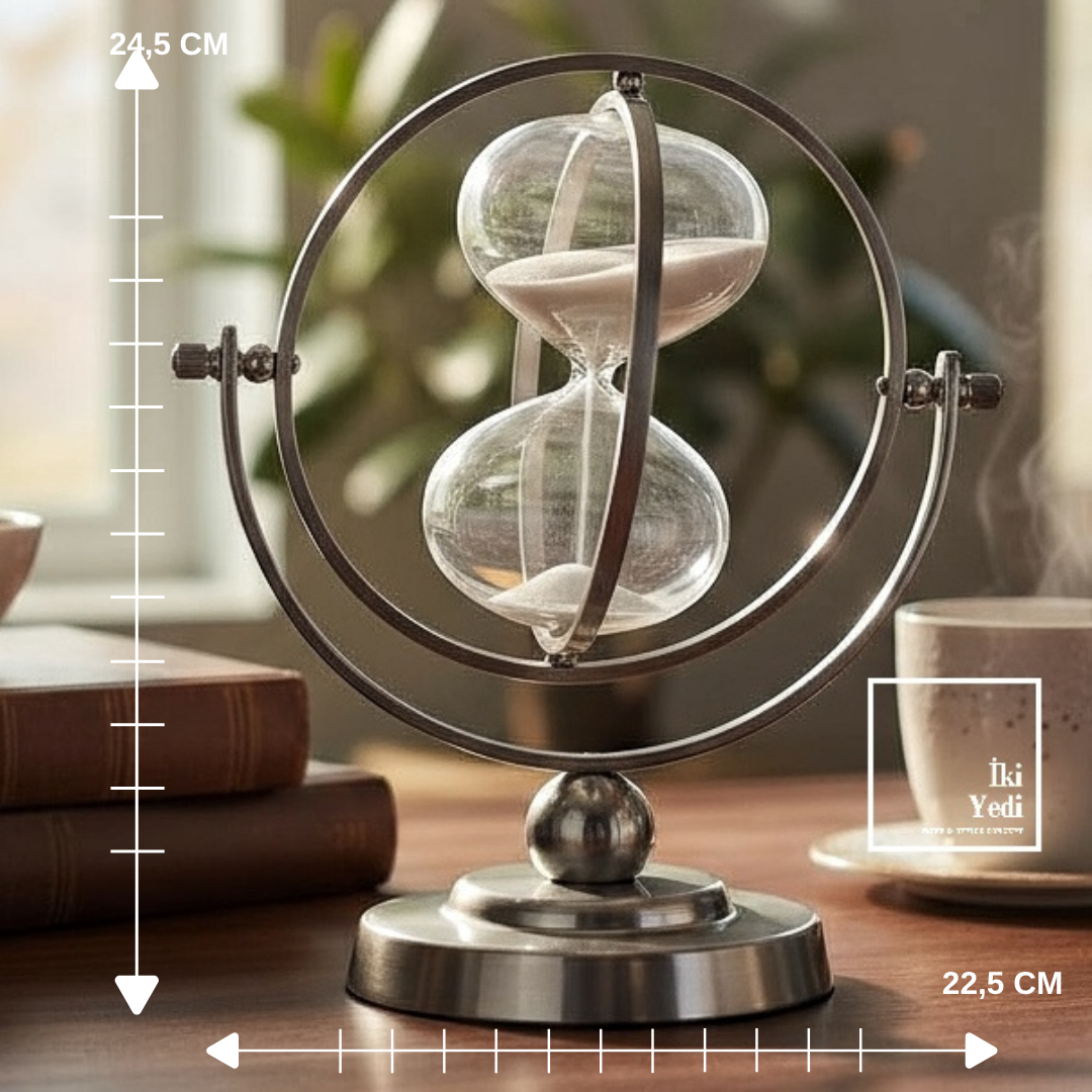 Nigel Kuantum Tasarım Gümüş Gri Kum Saati, 15 Dakika Ofis Masaüstü Dekoratif Hediyelik Aksesuar