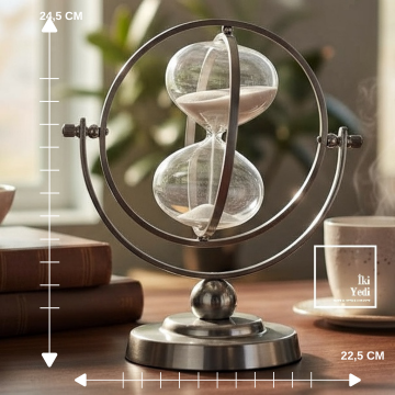 Nigel Kuantum Tasarım Gümüş Gri Kum Saati, 15 Dakika Ofis Masaüstü Dekoratif Hediyelik Aksesuar