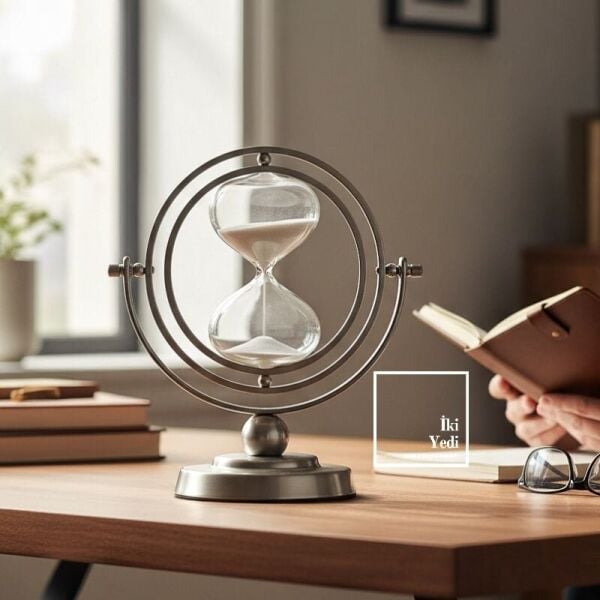 Nigel Kuantum Tasarım Gümüş Gri Kum Saati, 15 Dakika Ofis Masaüstü Dekoratif Hediyelik Aksesuar