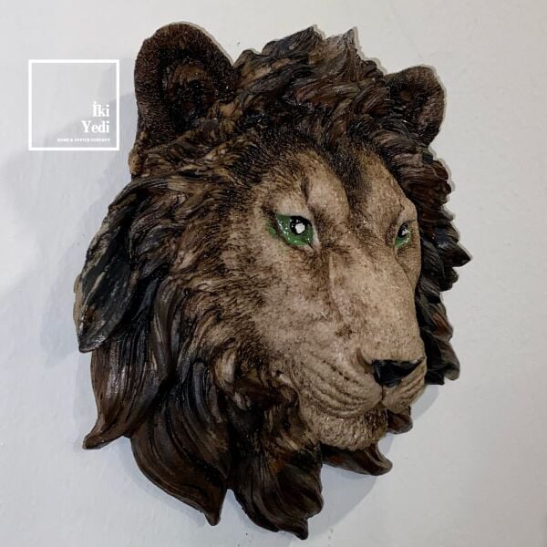 Freddie Küçük Aslan Duvar Dekoru 20x21 cm | Detaylı Aslan Başı Figürü Ev Ofis Aksesuarı Hediyelik
