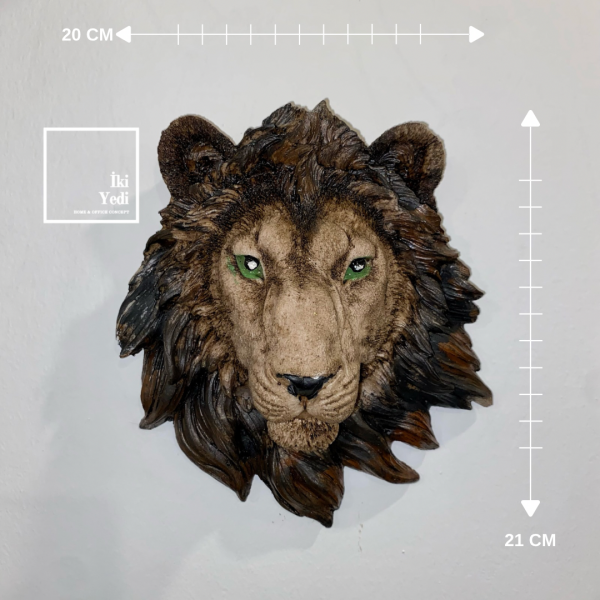 Freddie Küçük Aslan Duvar Dekoru 20x21 cm | Detaylı Aslan Başı Figürü Ev Ofis Aksesuarı Hediyelik