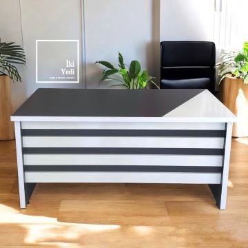 Mango 150 cm 36 mm Antrasit Gri Beyaz Kilitli Çekmeceli Ofis Çalışma Masası Büro Yönetici Masa Modelleri Büro Mobilyası Ofis Mobilyaları