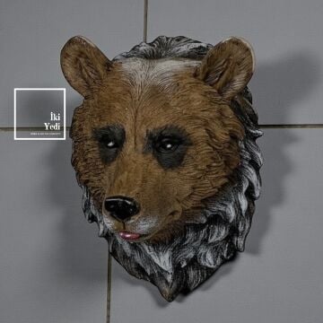 Ohio Ayı Baş Figürü Duvar Dekoru 17x23 cm | Dekoratif Ayı Heykeli Rustik Ayı Kafası Duvar Aksesuarı