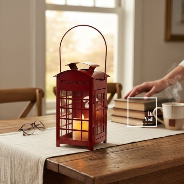 Narrey Kırmızı Işığın Hikâyesi Londra Telefon Kulübesi Fener Mumluk Kandil Nostaljik Dekor Ev Ofis