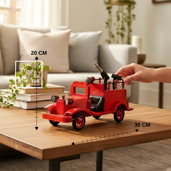 Novinko 772 Cesur Kahramanların Arabası Retro Ahşap İtfaiye Arabası Maketi Modeli Vintage Objeler