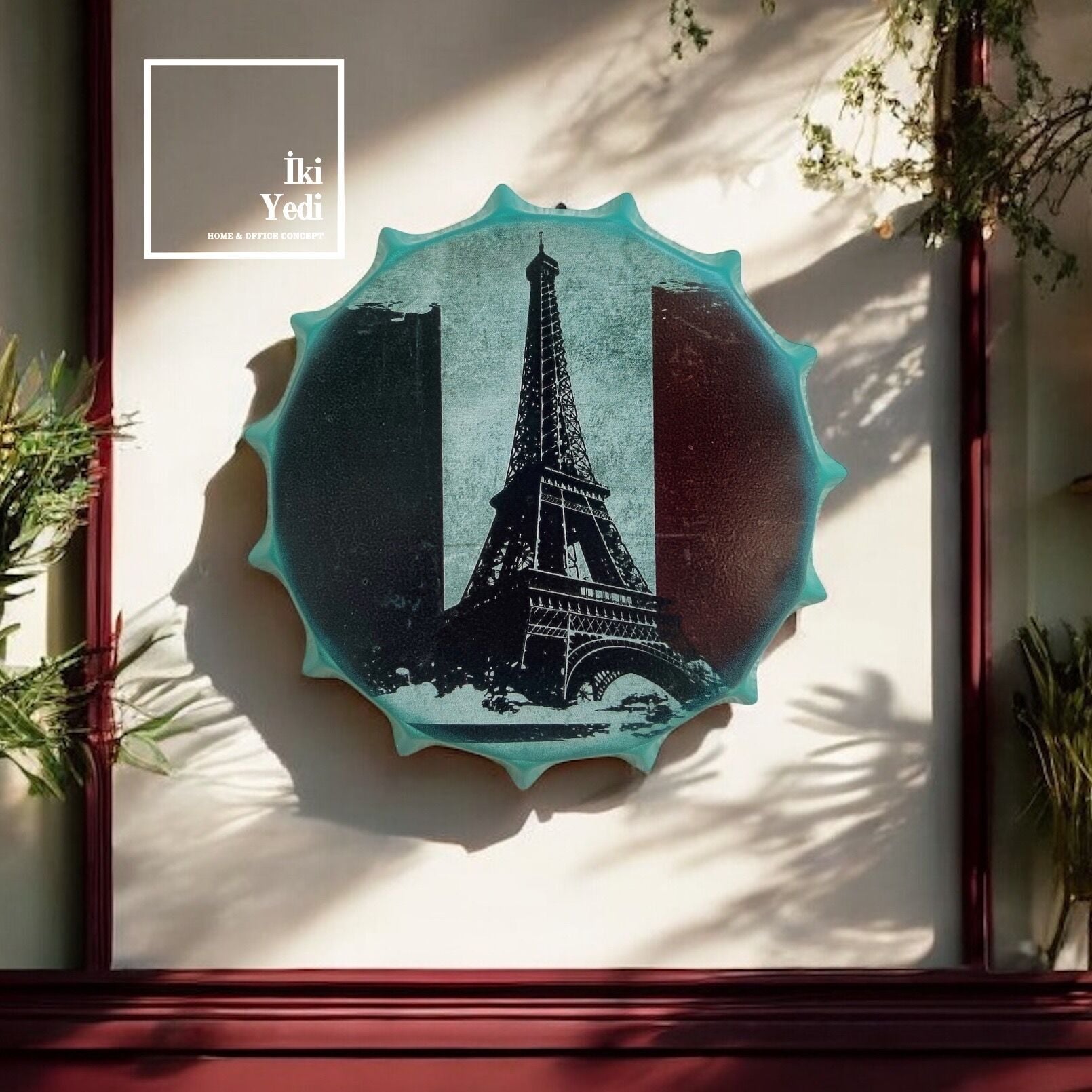 Eyfel Kulesi Duvar Panosu, Gazoz Kapağı Tasarımı, Vintage Dekor, Metal Tablo, Retro Ev Aksesuarı