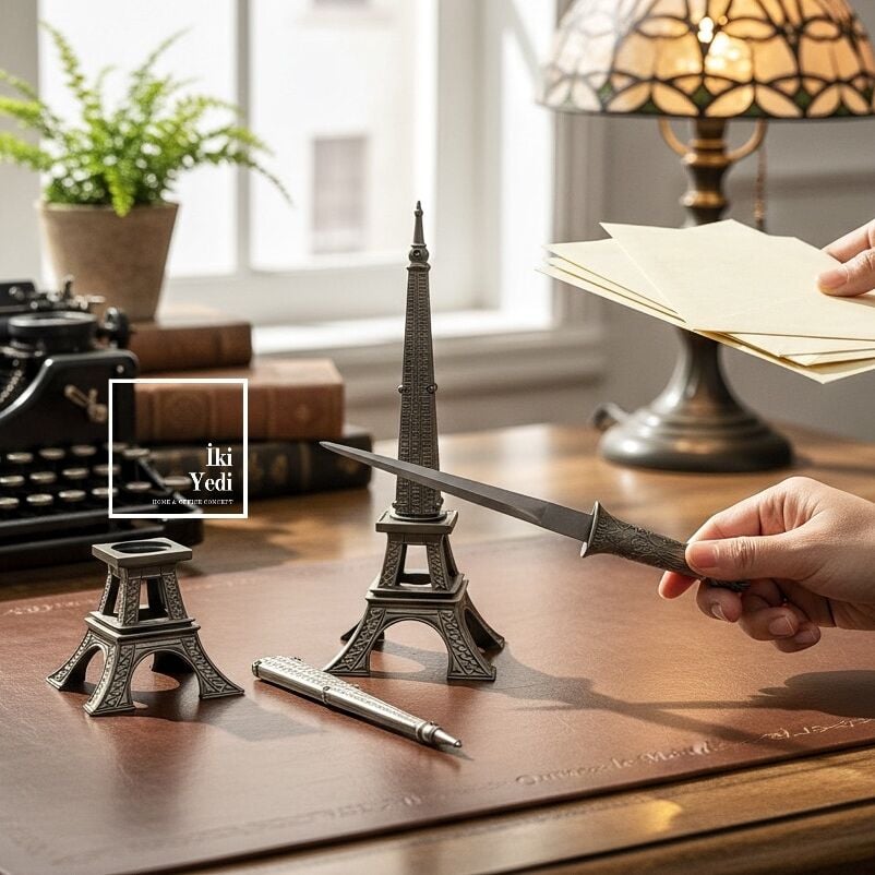 Paris’in Sessiz Zarafeti Eyfel Kulesi Zarf Açacağı Dekoratif Mektup Açıcı Ofis Hediyesi Aksesuar