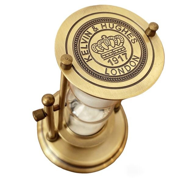 Kelvin & Hughes London 1917 Kum Saati, Vintage Metal Gold Obje, Masaüstü Ofis Hediyesi Aksesuar