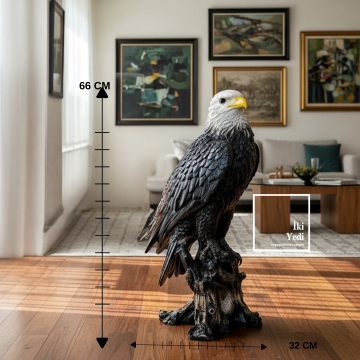 Kolja Büyük Boy Kartal Heykeli 66 cm | Lüks Detaylı Dekoratif Kartal Figürü Ev Ofis Heykel Beşiktaş