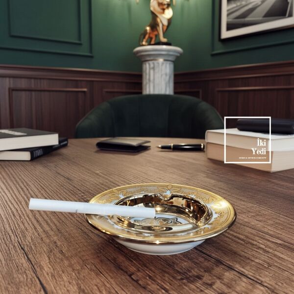 Tominay 772 Kraliyet Dokunuşu Seramik Küllük Dekoratif Masa Üstü Aksesuar Ofis Ev Hediyesi Tasarım