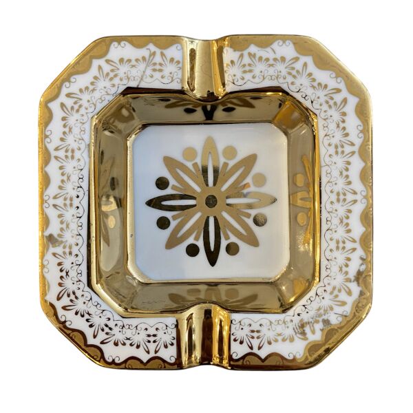 Tominay 773 Kraliyet Dokunuşu Seramik Küllük Dekoratif Masa Üstü Aksesuar Ofis Ev Hediyesi Golden