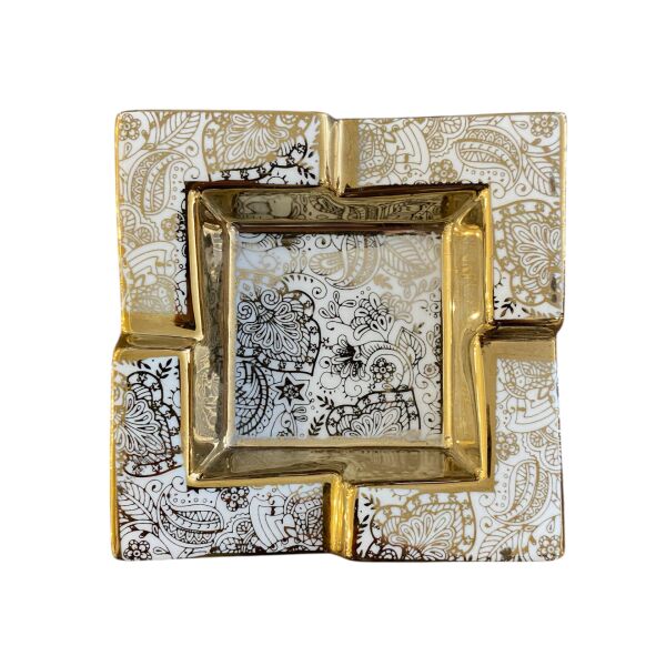 Tominay 774 Kraliyet Dokunuşu Seramik Küllük Dekoratif Masa Üstü Aksesuar Ofis Hediyesi Geometrik