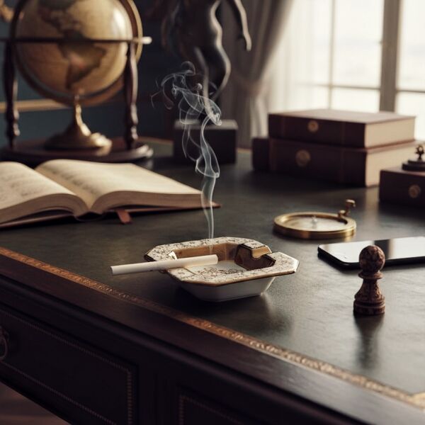 Tominay 775 Kraliyet Dokunuşu Seramik Küllük Dekoratif Masa Üstü Ofis Aksesuarı Hediye Elegant