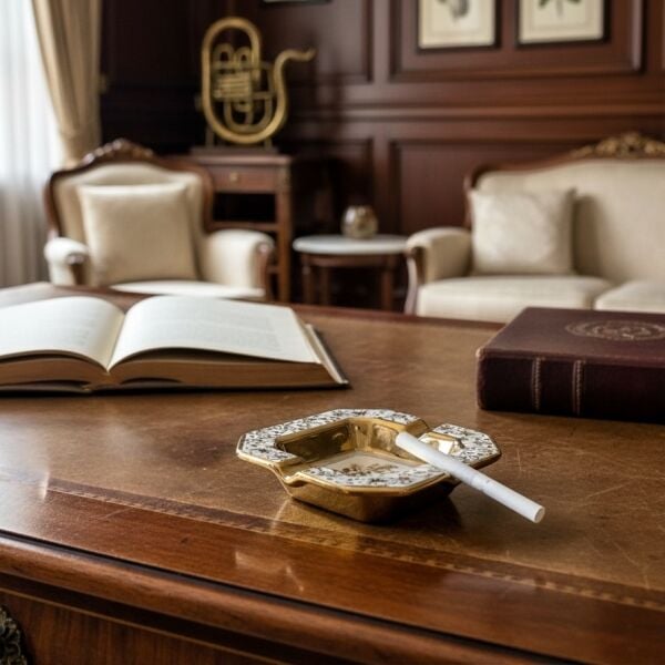 Tominay 779 Kraliyet Dokunuşu Seramik Küllük Dekoratif Masa Üstü Ofis Aksesuar Hediye Ashtray Model