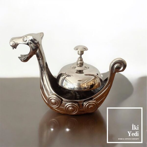 Ejderha Figürlü Resepsiyon Zili – Alüminyum Döküm Dekoratif Çan, Ofis ve Banko Üstü Aksesuar