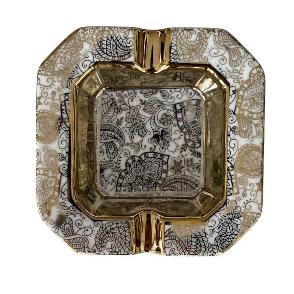 Tominay 7711 Kraliyet Dokunuşu Seramik Küllük Dekoratif Masa Üstü Ofis Aksesuar Şık Hediye Lüks Tip