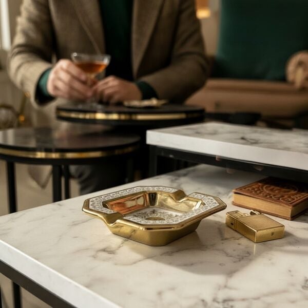 Tominay 7712 Kraliyet Dokunuşu Seramik Küllük Dekoratif Masa Üstü Ofis Aksesuar Şık Hediye Stilist