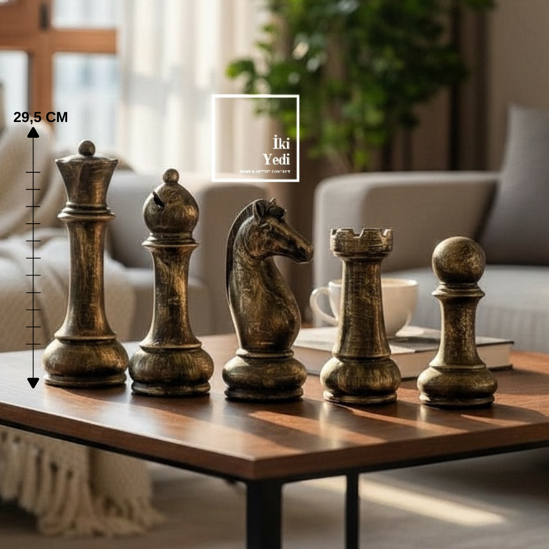 Arnau Büyük Boy Dekoratif Satranç Taşları Biblo Seti 29,5 cm | Lüks Ev ve Ofis Masa Üstü Aksesuar
