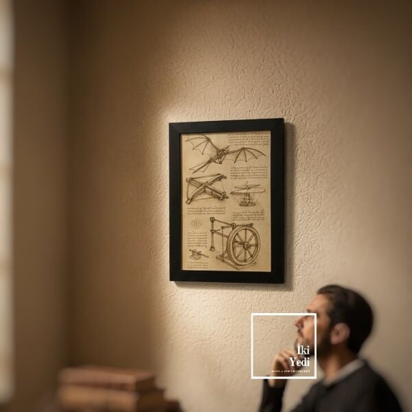 Leonardo Da Vinci Eskiz Çizimleri Poster Tablo Rönesans Duvar Dekoru Mühendise Hediye Ofis Dekorlar