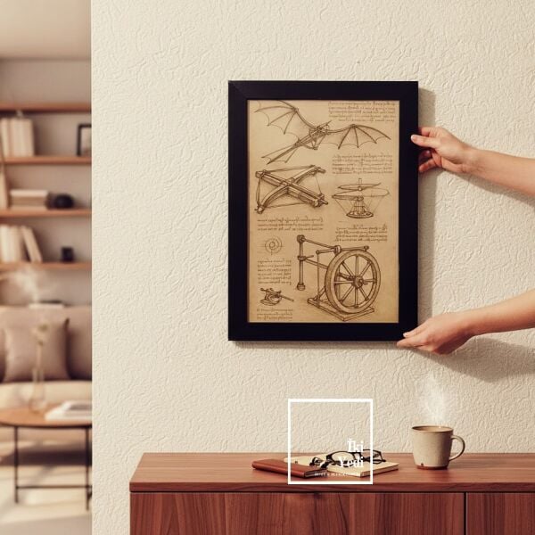 Leonardo Da Vinci Eskiz Çizimleri Poster Tablo Rönesans Duvar Dekoru Mühendise Hediye Ofis Dekorlar