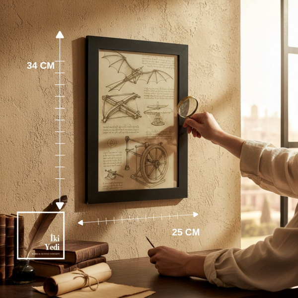 Leonardo Da Vinci Eskiz Çizimleri Poster Tablo Rönesans Duvar Dekoru Mühendise Hediye Ofis Dekorlar